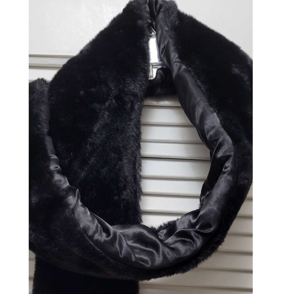 Black Faux Fur Stole Wrap Scarf Formal Evening Winter Accessory